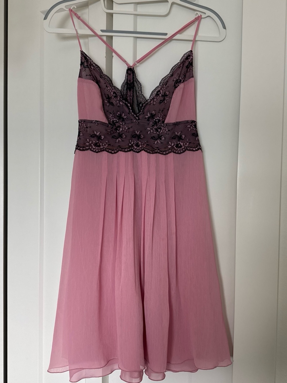 VS Pink Slip Dress with Black Lace Bodice - Picture 1 of 4